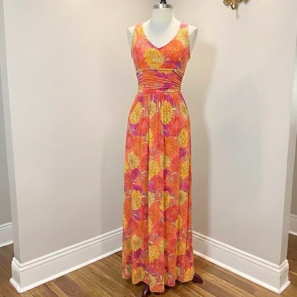 Tabitha Webb Floral Maxi Dress‎ Stretchy SMALL Vacation Summer Tropical